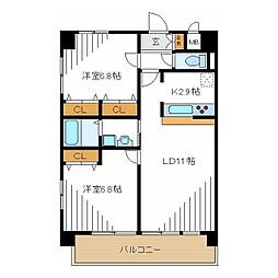ラヴィッサン 2LDKの間取図画像
