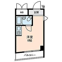 コスミックビル ワンルームの間取図画像