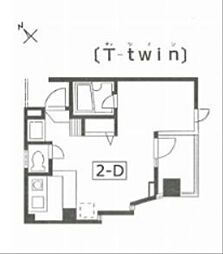 T-ツイン ワンルームの間取図画像