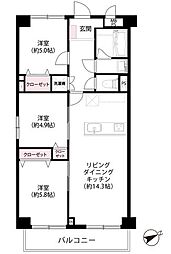 西糀谷サンハイツ 3LDKの間取図画像