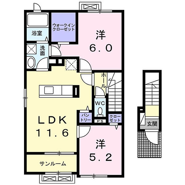 ジット 201｜兵庫県豊岡市九日市上町(賃貸アパート2LDK・2階・61.38㎡)の写真 その2