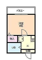トーヨーハイツ豊岡ヴァンキャッスルB 1Kの間取図画像