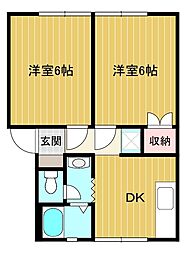 サンハイツ 2DKの間取図画像