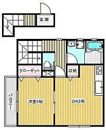 オスカーピーターソン 1DKの間取図画像