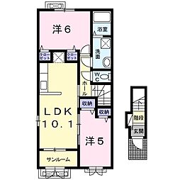 メゾンフランE 2LDKの間取図画像