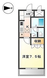 グリーン・オアシス 1Kの間取図画像