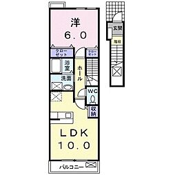 ハイティーン 1LDKの間取図画像