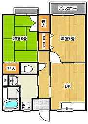 グランデール 2DKの間取図画像