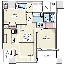 シティタワー大阪天満ザ・リバー&パークス 2LDKの間取図画像