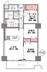 パレロワイヤル順慶町 3LDKの間取図画像