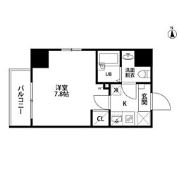 ヒルズ夕陽丘 1Kの間取図画像