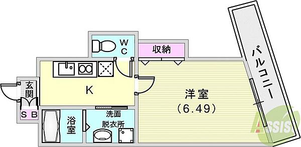 アネスト神戸西元町 ｜兵庫県神戸市中央区北長狭通7丁目(賃貸マンション1K・6階・22.77㎡)の写真 その2