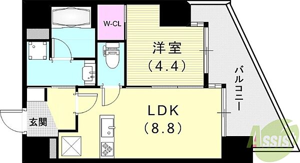 リノスタイル神戸下山手 ｜兵庫県神戸市中央区下山手通6丁目(賃貸マンション1LDK・9階・33.00㎡)の写真 その2