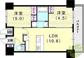 グルーブAriaトアロード  ｜ 兵庫県神戸市中央区下山手通3丁目（賃貸マンション2LDK・10階・45.00㎡） その2