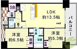 ワコーレ神戸みなと元町 12階2LDKの間取り