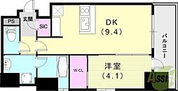 エステムコート新神戸2駅前山手 1DKの間取図画像
