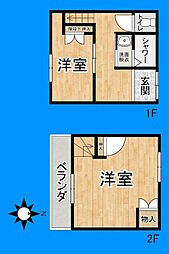 東住吉区桑津3丁目戸建 2Kの間取り