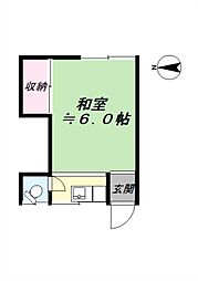 第二江南荘 2階ワンルームの間取り