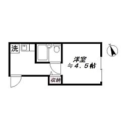 ハウスモモセ 2階ワンルームの間取り