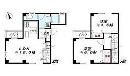 グリーンライト 201 2階2LDKの間取り