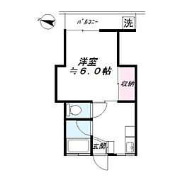 沖野ハイツ 1Kの間取図画像