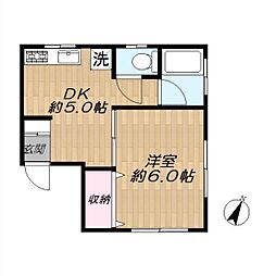 ビレッヂクボタ 1DKの間取図画像