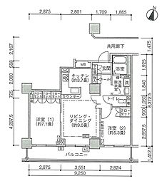 UR都市機構ジェイタワー西大井イーストタワー 2LDKの間取図画像