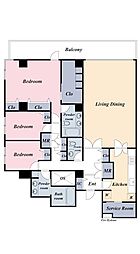 キャッスル元麻布 3LDKの間取図画像