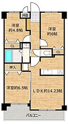カルム南八木 3LDKの間取図画像