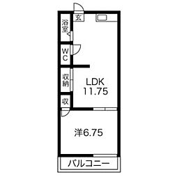 東千代田ハイツ 1LDKの間取図画像