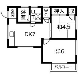 サンピュア望月 2DKの間取図画像