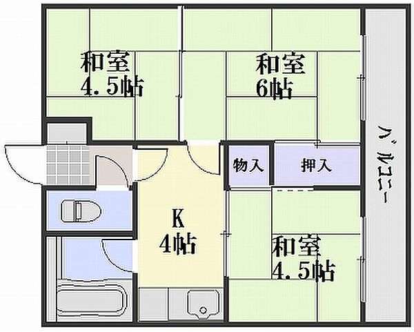 海老園春秋マンション 201｜広島県広島市佐伯区海老園４丁目(賃貸マンション3K・2階・37.21㎡)の写真 その1