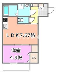 JR総武本線 東千葉駅 徒歩16分の賃貸アパート 3階1LDKの間取り