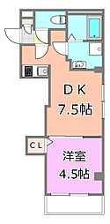 JR外房線 本千葉駅 徒歩3分の賃貸マンション 2階1DKの間取り