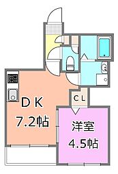 JR外房線 本千葉駅 徒歩3分の賃貸マンション 2階1DKの間取り