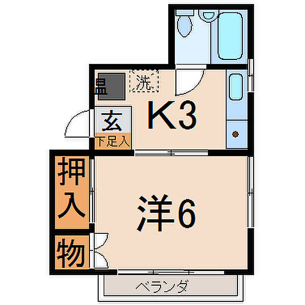 西口朝日マンション ｜山形県山形市双葉町2丁目(賃貸マンション1K・4階・20.00㎡)の写真 その3