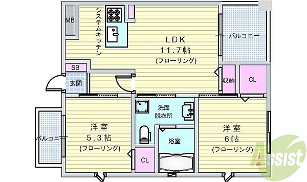 PHOENIX緑地公園(レジディア緑地公園) 505｜大阪府豊中市西泉丘3丁目(賃貸マンション2LDK・5階・49.69㎡)の写真 その2