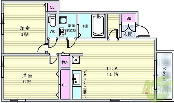 グリーンフローラ 101｜大阪府豊中市春日町2丁目(賃貸アパート2LDK・1階・51.15㎡)の写真 その2