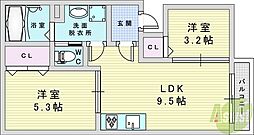 プレシャス神崎川 2LDKの間取図画像