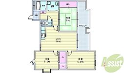 ベルフォーレ永楽荘 3LDKの間取図画像