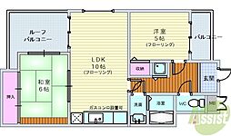 ピアスアロー・ウエストサイド 2LDKの間取図画像