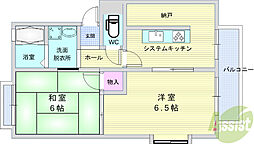 パリス北桜塚 2DKの間取図画像