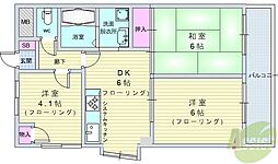 サニーサイド豊中 3DKの間取図画像