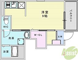 メゾンジェルメ ワンルームの間取図画像