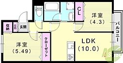 メゾン・ドゥ・パサージュ 2LDKの間取図画像