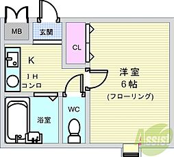 フェニックス豊中 1Kの間取図画像