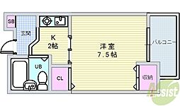 石橋パークヒルズ 1Kの間取図画像