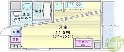 ポルトボヌール ワンルームの間取図画像