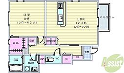 フランドール 1LDKの間取図画像