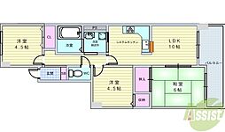 サンパレス池田 3LDKの間取図画像